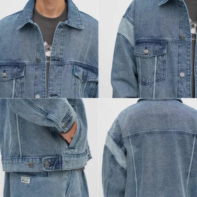 【plain-me】牛仔外套 Offense拼接丹寧外套 PLN1151-242(男外套 女外套 外套 休閒外套)