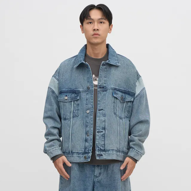 【plain-me】牛仔外套 Offense拼接丹寧外套 PLN1151-242(男外套 女外套 外套 休閒外套)