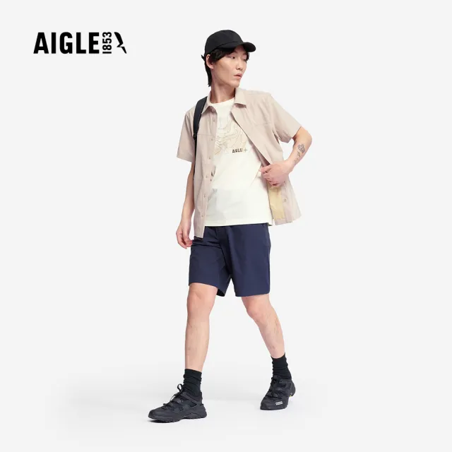 【AIGLE】男 快乾抗菌短袖T恤｜AG-5P119(男 上衣 男 T恤 抗菌抑臭 吸濕快乾 有機棉)