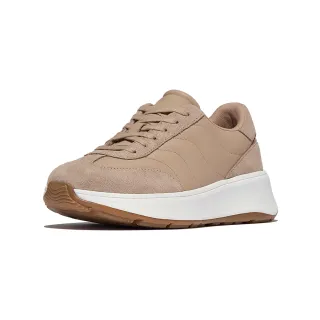 【FitFlop】F-MODE T鞋頭波浪皮革/麂皮休閒鞋-女(古典米色)