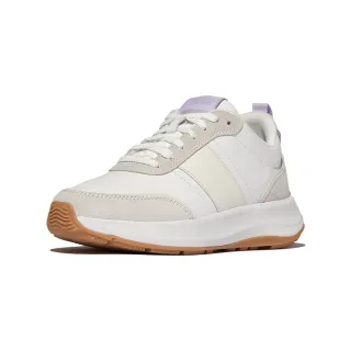 【FitFlop】F-MODE FLOW 皮革/麂皮厚底休閒鞋-女(都會白/冷丁香紫)