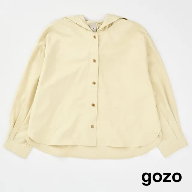 【gozo】MOMO獨家款★限量開賣 開襟連帽長袖襯衫外套(兩色)