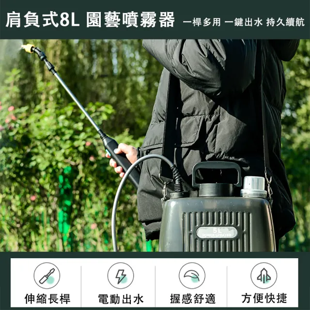 【巧可】肩負式8L電動噴霧器 消毒噴藥壺 3.7V雙口電動噴壺 園藝噴水壺 手提式噴霧器