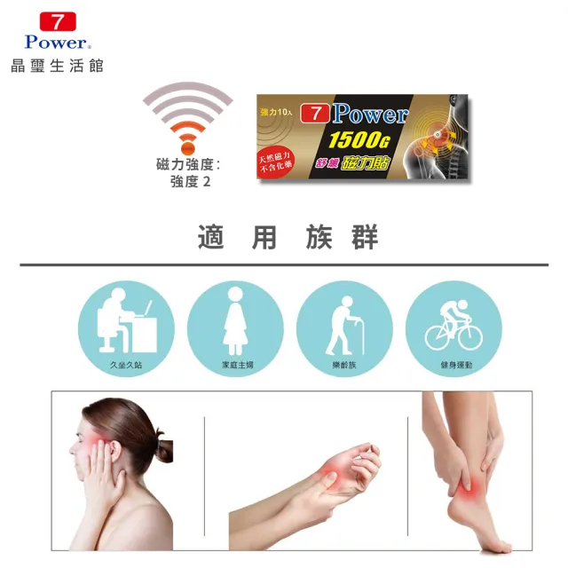 【7Power】舒緩磁力貼1500G X 6包超值組 10枚/包 MIT台灣製造(磁力貼)