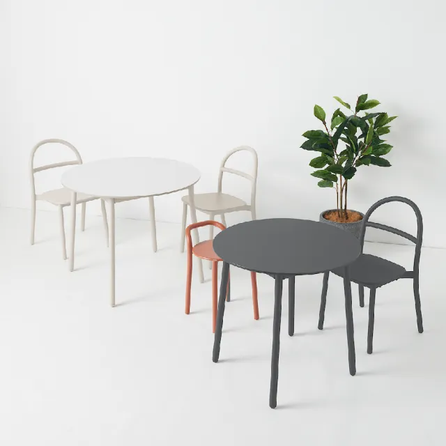 【MUJI 無印良品】室內外兼用鋁腳桌/小 約寬75×深75×高72cm(淺灰/深灰)