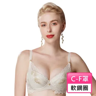【Swear 思薇爾】金戀花羽系列C-F罩軟鋼圈蕾絲集中包覆女內衣(玄米色)