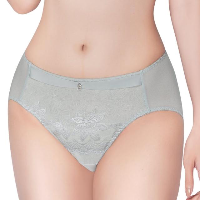 【Swear 思薇爾】S挺美力系列M-3XL蕾絲中腰三角女內褲(板岩綠)