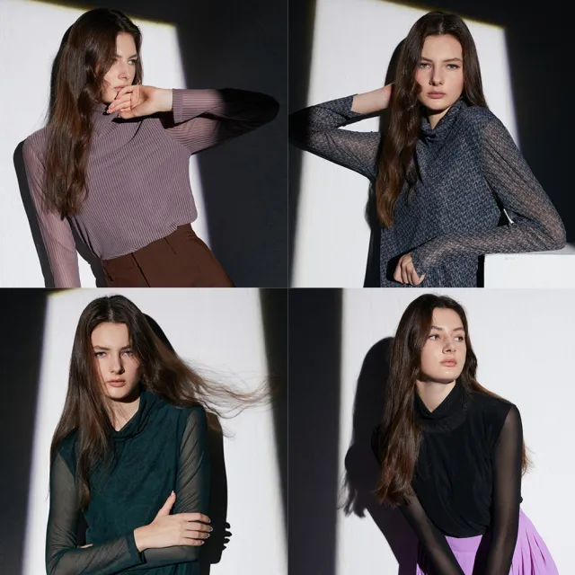 ANSICH歐風彈力網紗百搭上衣4件