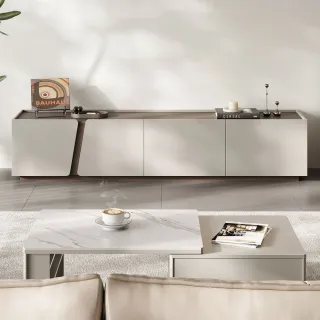 【hoi! 好好生活】林氏木業方滿系列 2M斜切拉門電視櫃 RG1M 胡桃色