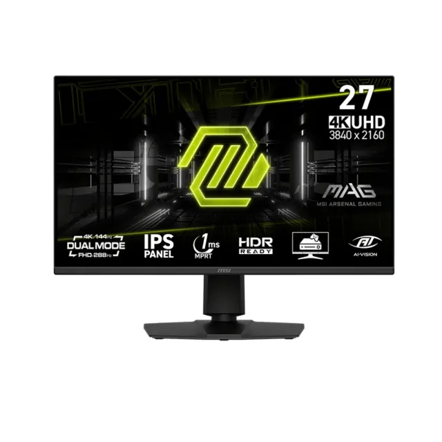 【MSI 微星】MAG 275UPD E14 27型IPS 4K 144Hz/FHD 288Hz雙模式電競螢幕(UHD/HDR/IPS)