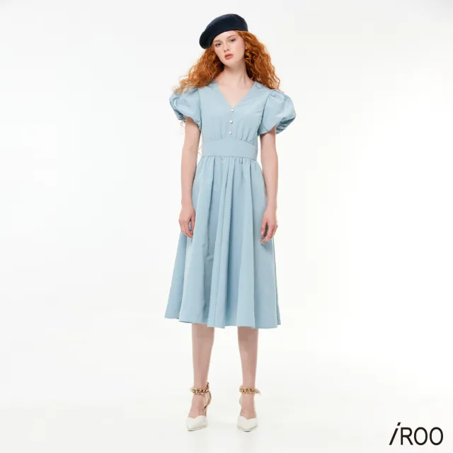 【iROO】冰河藍色復古禮服