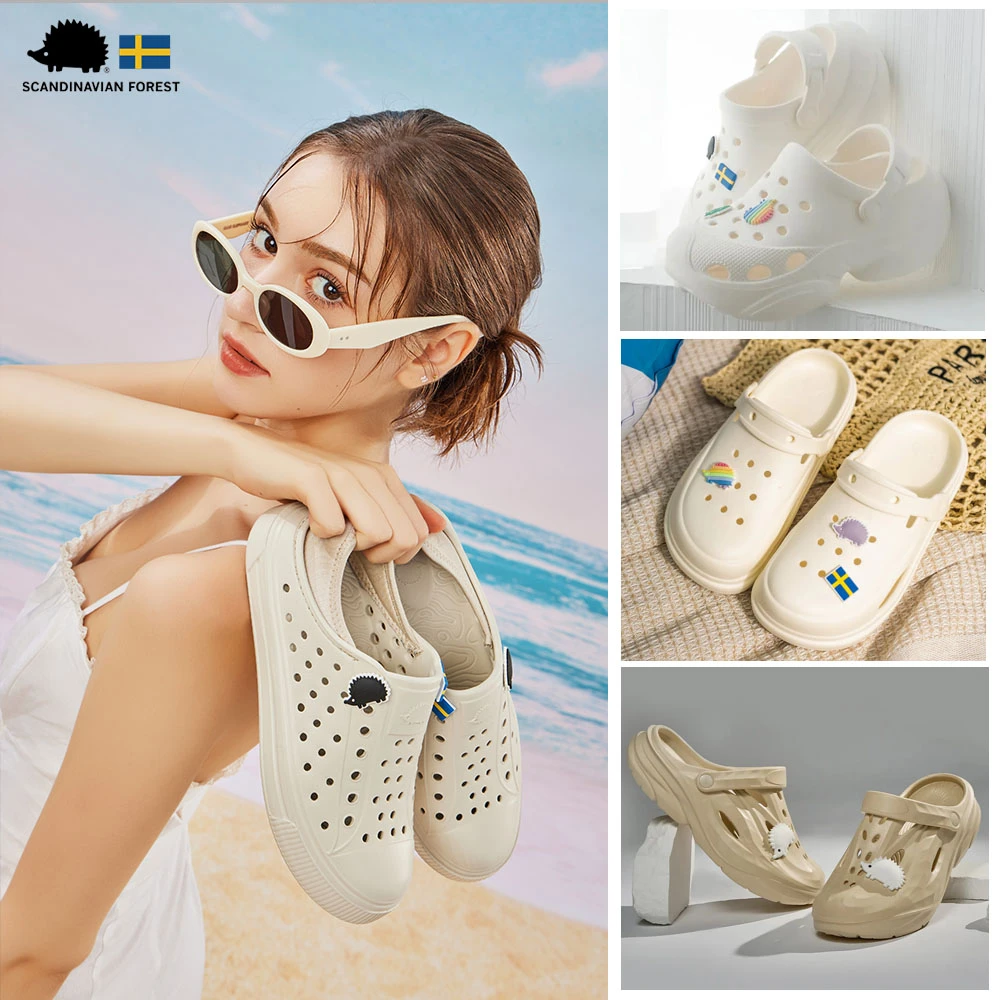 北歐小刺蝟 洞洞鞋 SCANDINAVIAN FOREST 北歐小刺蝟洞洞鞋,涼拖鞋,水鞋,沙灘鞋,布希鞋,厚底鞋,增高鞋防潑水,多款任選)