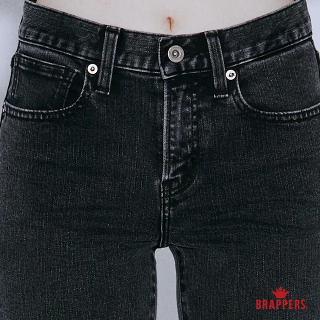 【BRAPPERS】女款 美腳ROYAL系列-中腰彈性九分喇叭褲(黑雪花)
