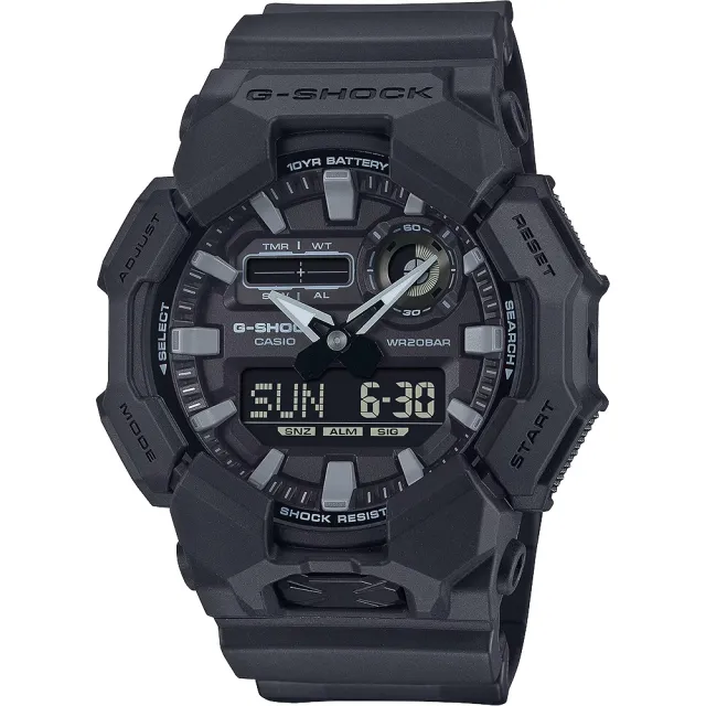 【CASIO 卡西歐】G-SHOCK 簡約休閒 大錶殼雙顯手錶 電子錶--51.9mm(GA-010-1A1)