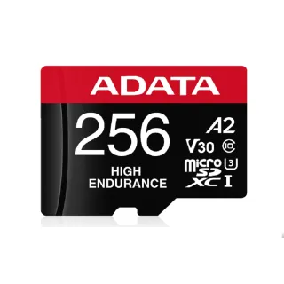 【ADATA 威剛】High Endurance  microSDXC UHS-I U3 A2 V30 256G 高耐用記憶卡(附轉卡)-3入組
