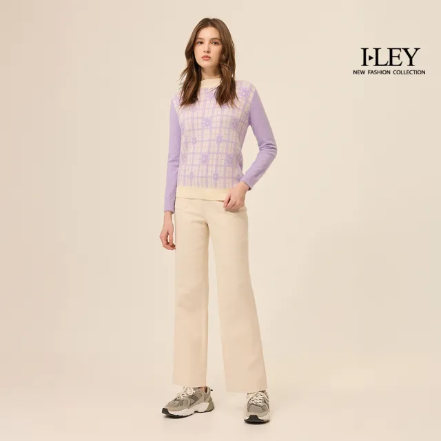 【ILEY 伊蕾】經典厚磅直筒丹寧長褲(白；M-XL；1254028658)