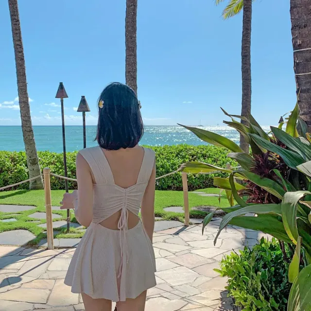 【SeasonsBikini】美背修身兩件套連身泳衣 -194-大尺碼(修身顯瘦兩件式泳衣)