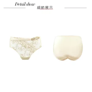 【Swear 思薇爾】花蔓巴黎系列M-XXL涼感蕾絲刺繡中腰三角女內褲(金珞棕)