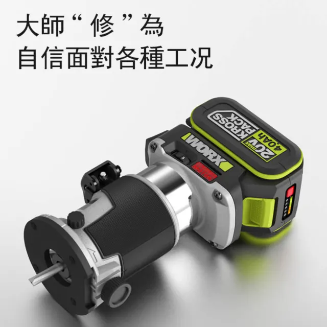 【WORX 威克士】20V 無刷鋰電修邊機 WU560.9(修邊機 鋰電 路打 無刷 木工修邊刀 銑木板 鋁塑板 無碳刷馬達)