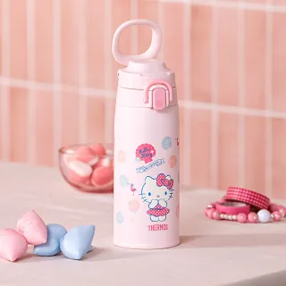 【THERMOS 膳魔師】HelloKitty不鏽鋼可提式真空保溫瓶550ml(JOS-550KT-SS)