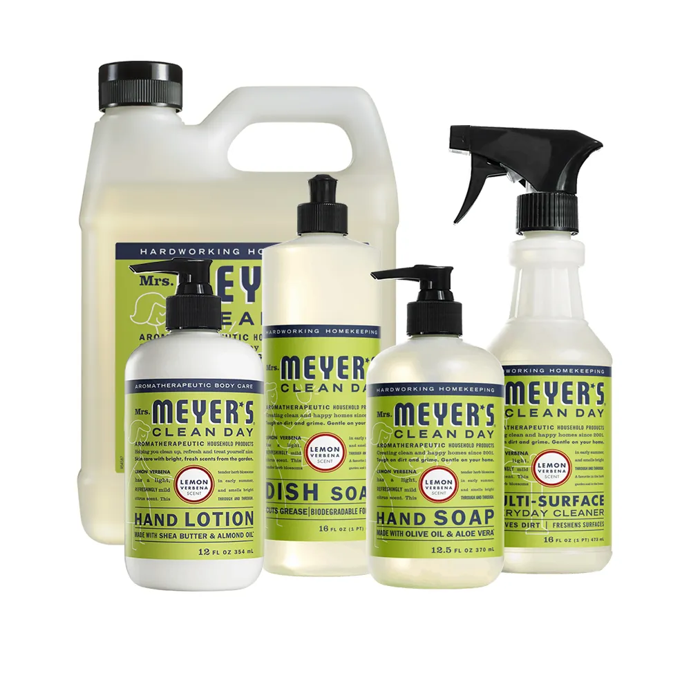 【Mrs.Meyers梅耶夫人】檸檬馬鞭草香氛5件組 洗手 護手 洗碗 多功能清潔(植萃 溫和不傷手 環保 無殘留)