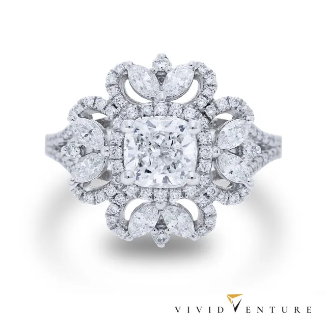 【Vividventure 亞帝芬奇】鉑金 GIA 1克拉 DSI2 天然鑽石 真鑽 戒指 宮廷花園