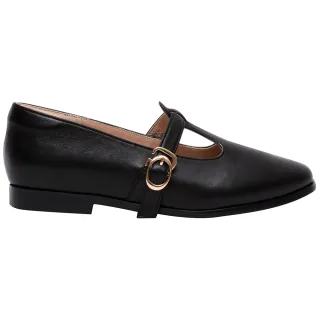 【Ann’S】Ann’S頂級綿羊皮 T字平底瑪麗珍1.5cm(黑)