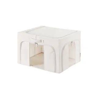 【SHIMOYAMA 霜山】三面開口折疊式衣物收納箱-附透窗-74L-3入(布藝收納箱/可折疊收納箱/衣物整理箱)