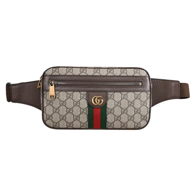 【GUCCI 古馳】GG Supreme 經典雙G印花三用後背包胸口包腰包(駝/棕)