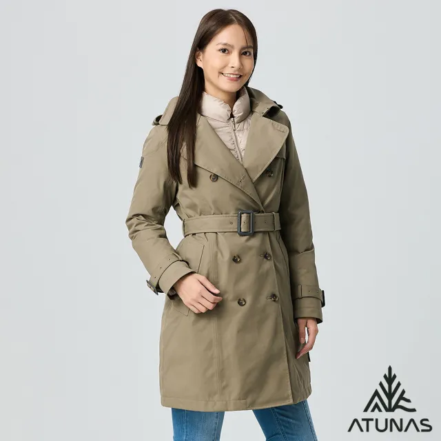 【ATUNAS 歐都納】女GORE-TEX+羽絨防風防水保暖長版二件式外套(A2GT2509W摩卡棕/風衣/休閒旅遊/賞雪/大衣)