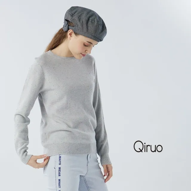【Qiruo 奇若名品】秋冬專櫃毛衣圓領長袖上衣6168A-20灰色百搭 