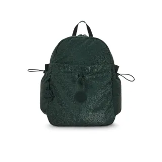 【KIPLING官方旗艦館】『拉拉包』（網路獨家款）迪斯可綠輕盈抽繩束口後背包-AMITA