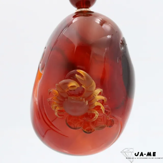 【JA-ME】天然琥珀頂級酒紅無優化血珀八方來財吊墜47.5克