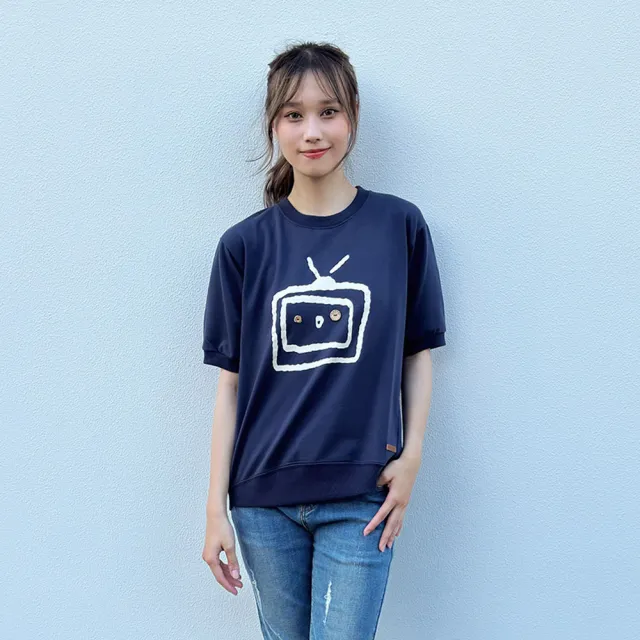 【Hana Mokuba】花木馬日系女裝羅紋圓領俏皮TV印花收口上衣(T恤)
