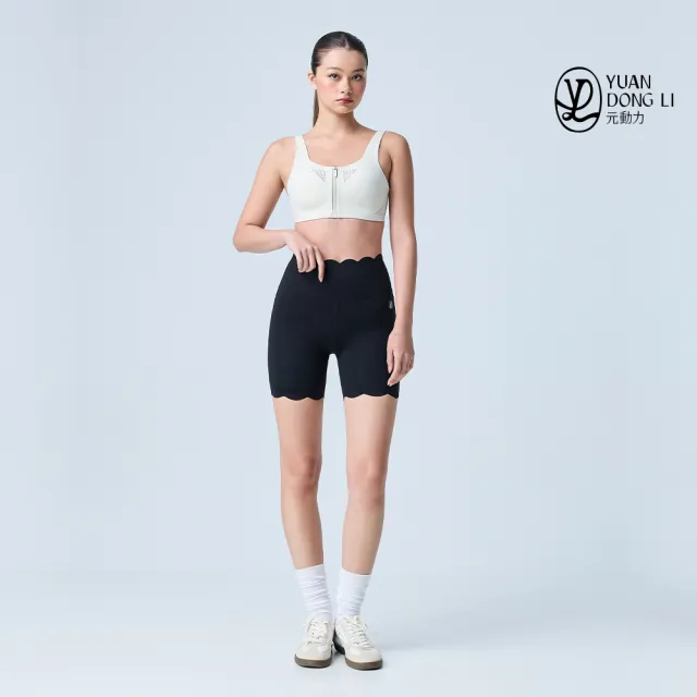 【YUANDONGLI 元動力】花瓣美型五分褲(黑;S-L;4253386104)