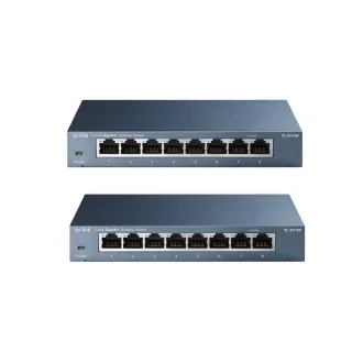 【TP-Link】二入組★8埠 Gigabit 桌上型 10/100/1000Mbps 專業級乙太網路交換器 隨插即用 鋼殼(TL-SG108)