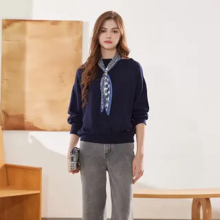 【IENA】斜肩鬆身針織上衣(#5260005 長袖上衣；深藍色/白色條紋/灰色)