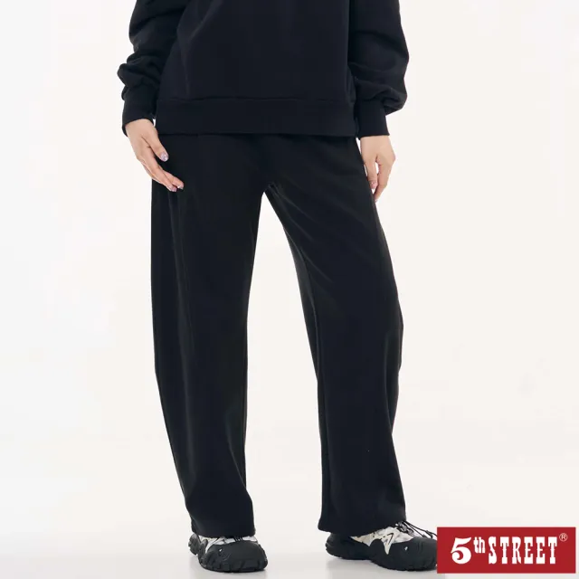 【5th STREET】雙11 女裝 長褲 寬褲 直筒褲 黑色(967187)