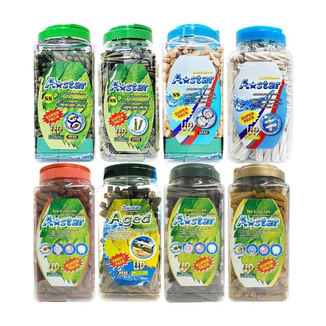 【A star】潔牙骨 家庭號 1100g(草本雙頭/螺旋五星棒/亮白雙頭/亮白螺旋/高齡/潔牙骨/寵物潔牙/寵物零食)