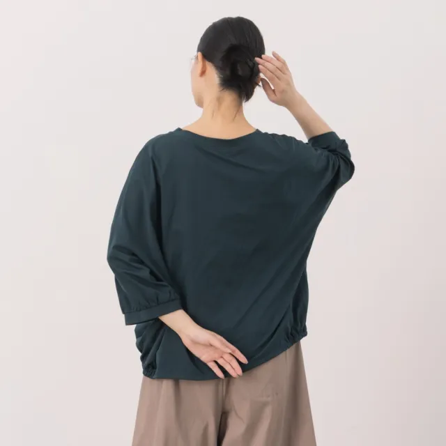 【MOSS CLUB】兔兔火鍋落肩綁結印花上衣(藍 白 綠/魅力商品)