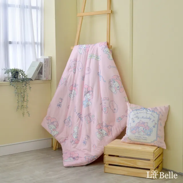 【Great Living 格蕾寢飾】La Belle 三麗鷗正版授權 海島針織棉可水洗抗菌兒童暖暖被+洗衣袋(多款超值組)