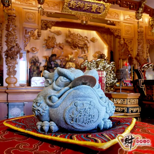【財神小舖】富貴咬錢 招財進寶青砂石蟾蜍擺件(開光  招財 開運 高雄進寶財神廟)