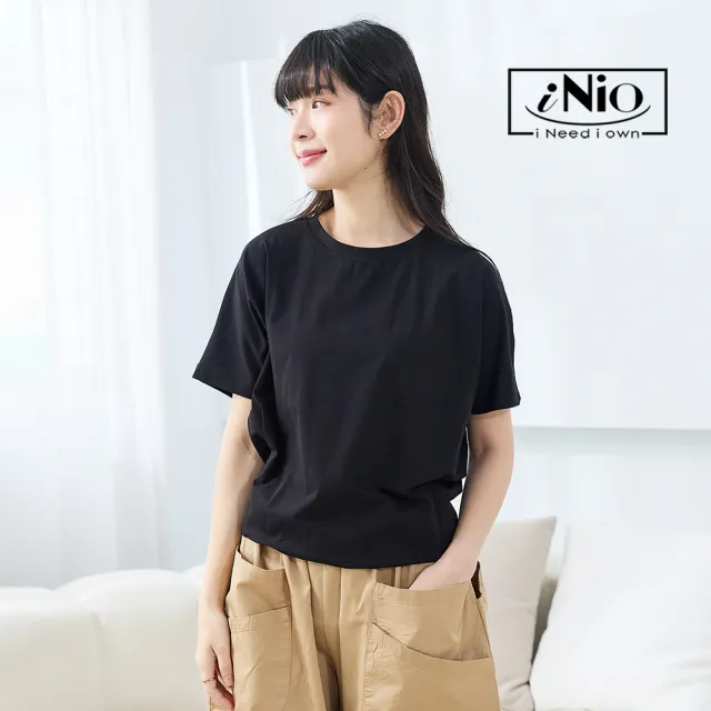 【iNio 衣著美學】簡約顯瘦短袖棉T 後背排扣設計 短袖上衣(CEW1174)