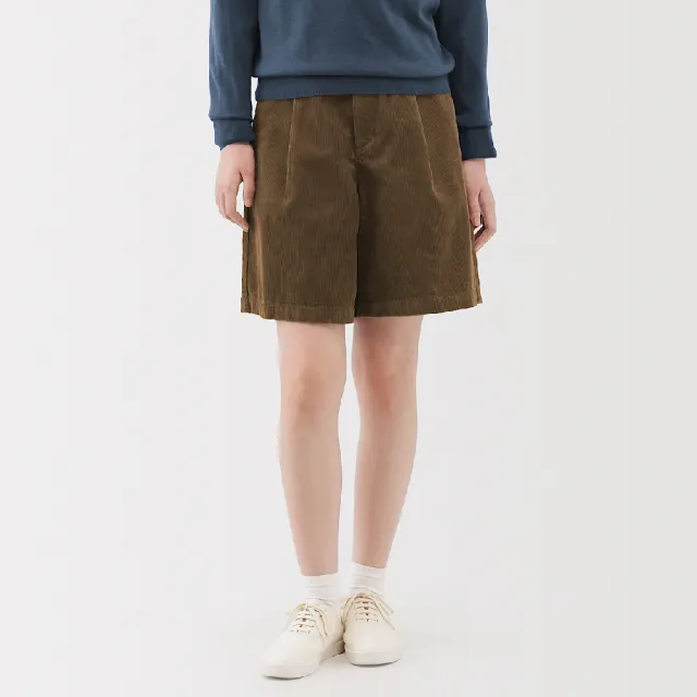 【MUJI 無印良品】女吉貝木棉混燈芯絨褲裙(黑色/象牙白/深米)