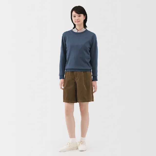 【MUJI 無印良品】女吉貝木棉混燈芯絨褲裙(黑色/象牙白/深米)