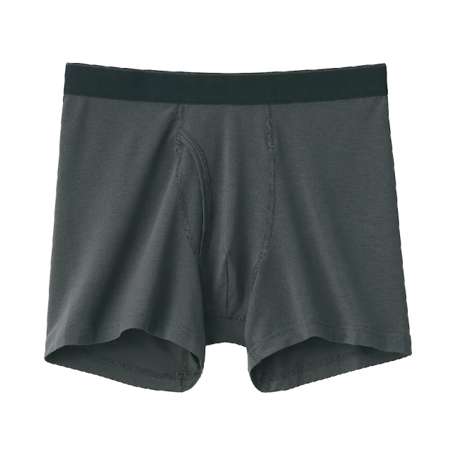 【MUJI 無印良品】男柔滑前開拳擊內褲(深灰 黑色 土藍色 深藍 摩卡棕 棕色)