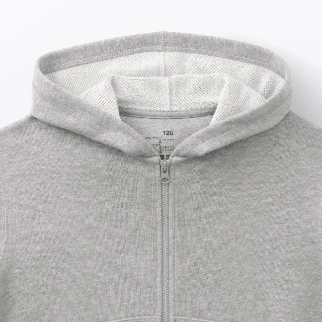 【MUJI 無印良品】兒童裏毛拉鍊連帽外套(灰色/淺米/深藍)