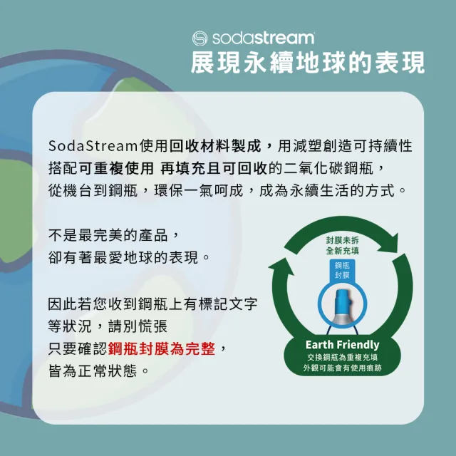 【Sodastream】CO2交換旋轉鋼瓶425g-3入組(您須有3支空鋼瓶 僅適用旋轉機種)
