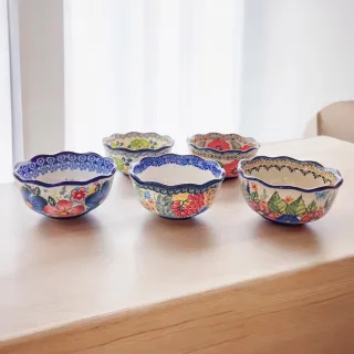 【Royal Duke】波蘭風手繪陶瓷5吋碗-四入組(入厝禮 交換禮物 餐具 飯碗 點心碗 花草藝術風 手工)