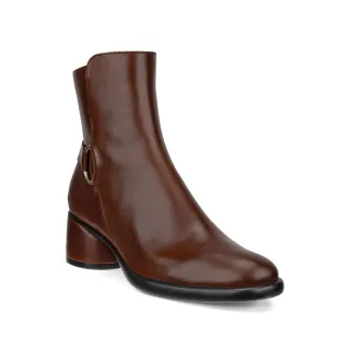 【ecco】SCULPTED LX 35 雕塑經典環性設計粗跟拉鍊踝靴 女鞋(棕色 22251301014)